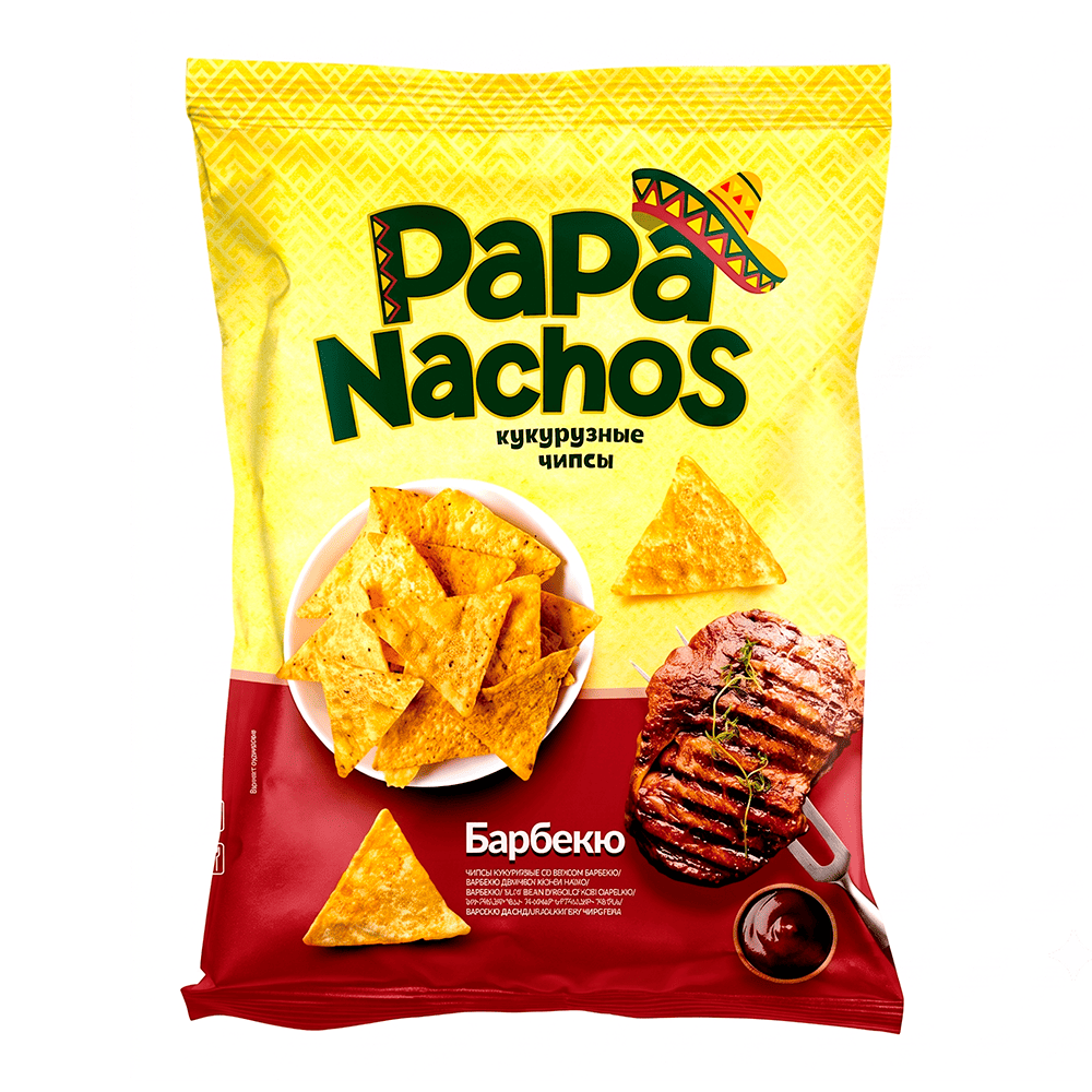 Чипсы кукурузные "Papa Nachos" Барбекю 75г_15шт