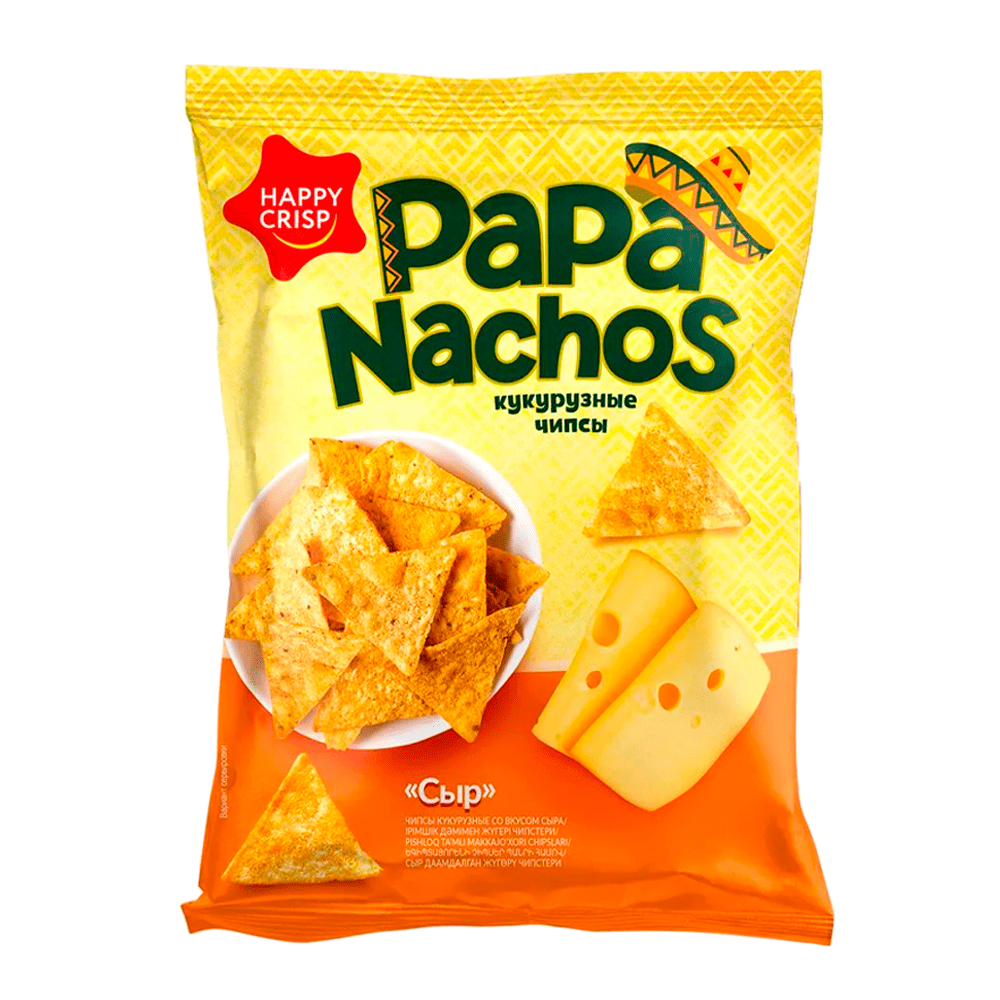 Чипсы кукурузные "Papa Nachos" Сыр 75г_15шт