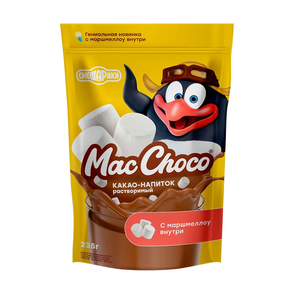 Какао MacChoco и Смешарики 235г маршмеллоу (пакет)_12шт (П84)